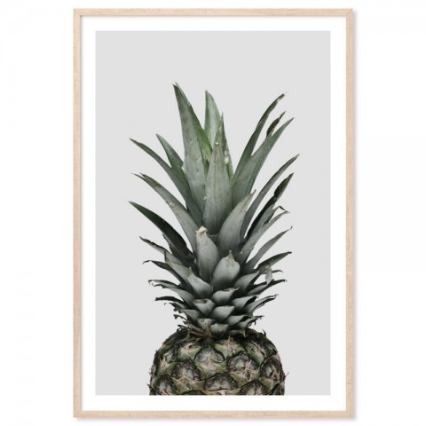 Pineapple Nouveau Grey Art Print