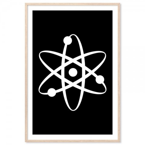 Atom White Art Print