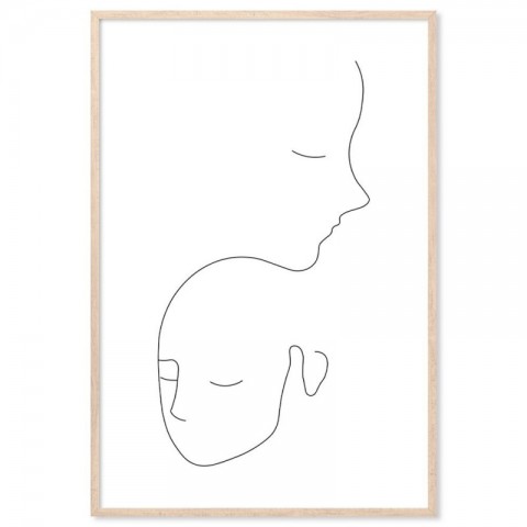 Mother Child Line Drawing Art Print