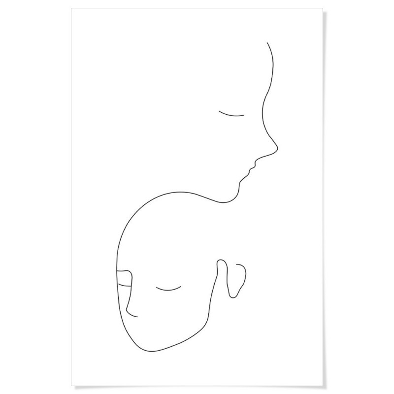 Mother Child Line Drawing Art Print