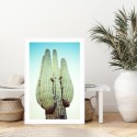 Blue Desert Cactus Art Print