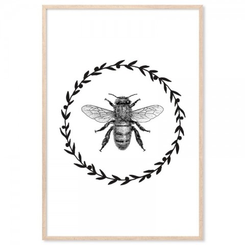 French Provincial Bee Monochrome Art Print