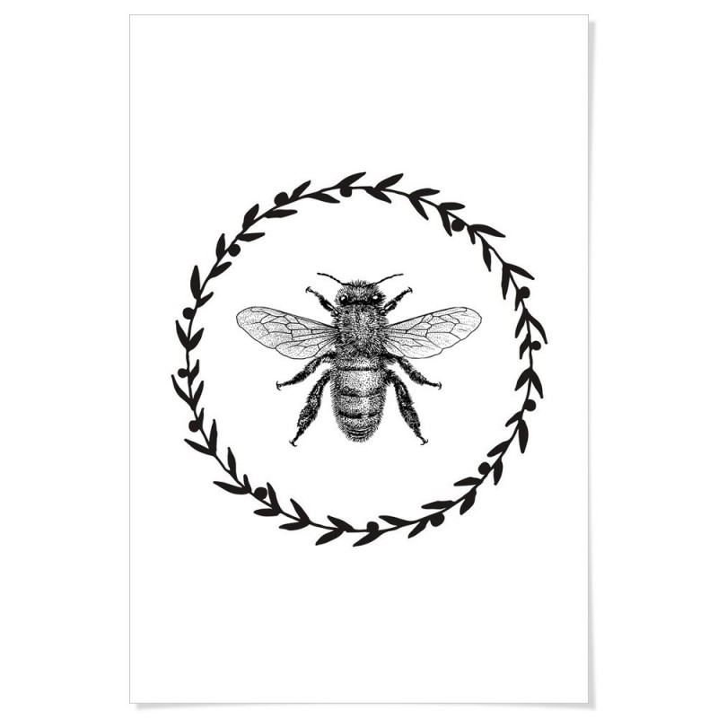 French Provincial Bee Monochrome Art Print