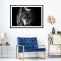 Black Wolf Blue Eyes Art Print