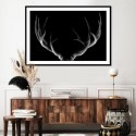 Deer Antlers Midnight Art Print