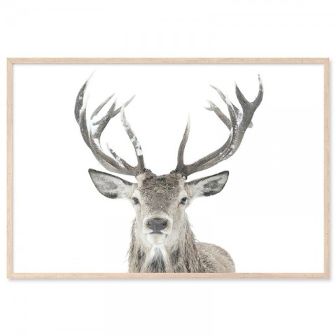 Winter Deer Landscape Art Print