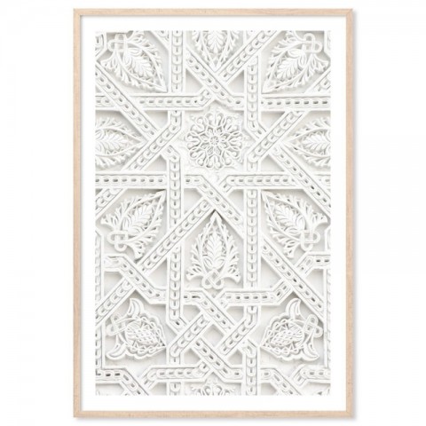 White Ornate Moroccan Design Art Print