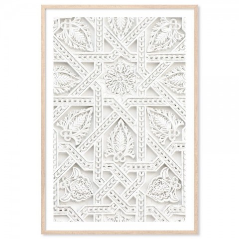 White Ornate Moroccan Design Art Print