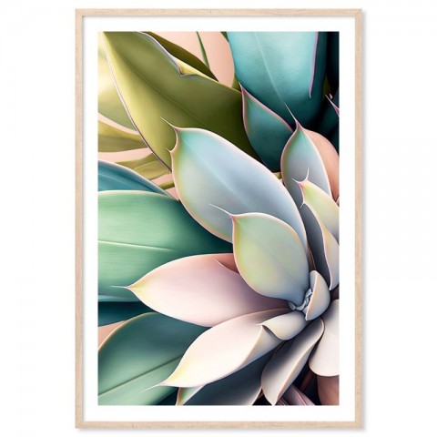 Pastel Cactus Leaves Art Print