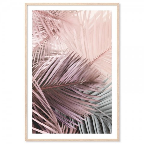 Pink Palm Tree Leaves Art Print