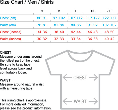 Australian T Shirt Size Chart